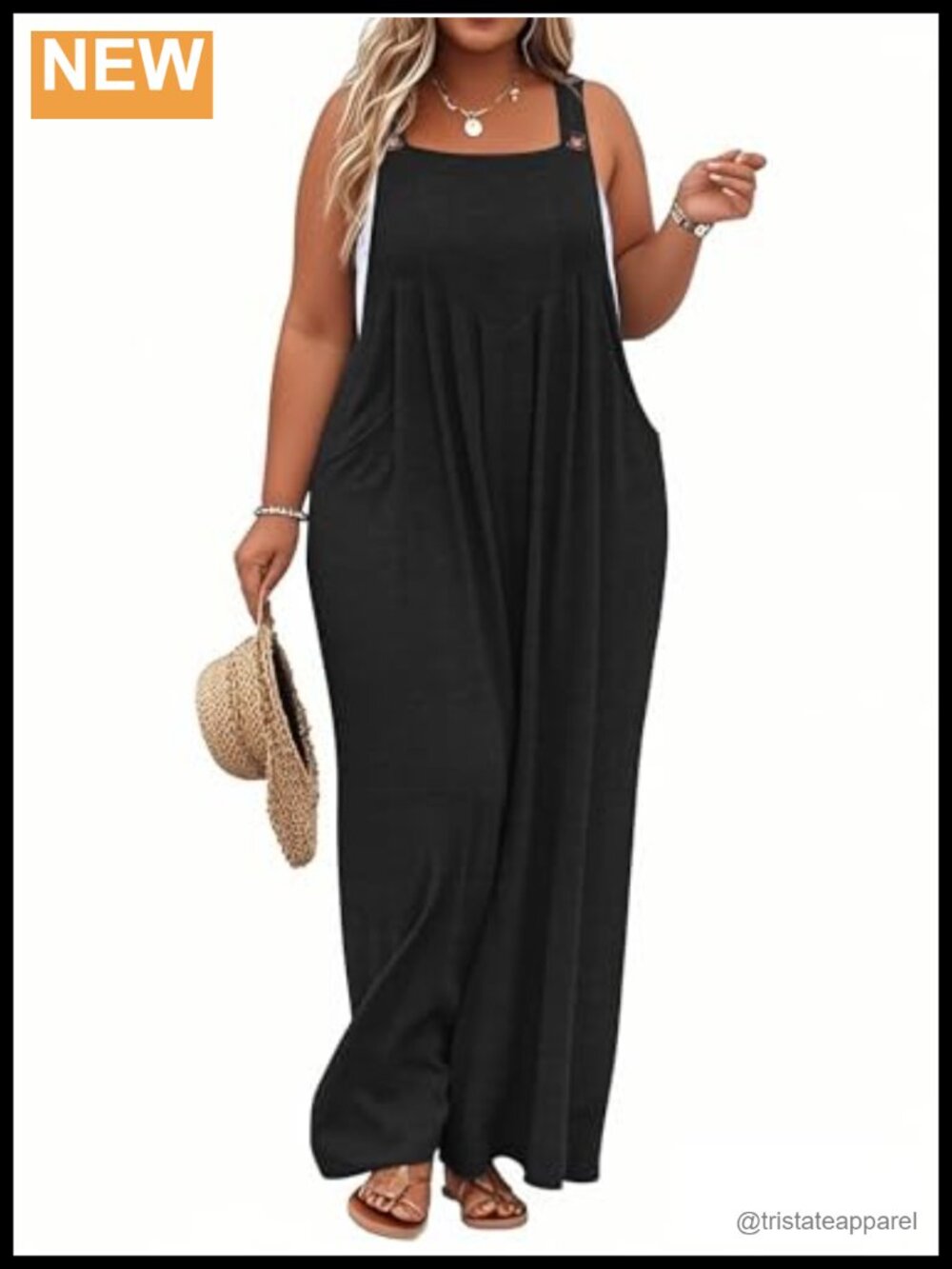 Women's Plus Size Sleeveless Jumpsuit Wide Leg Romper Square Neck Adjustable